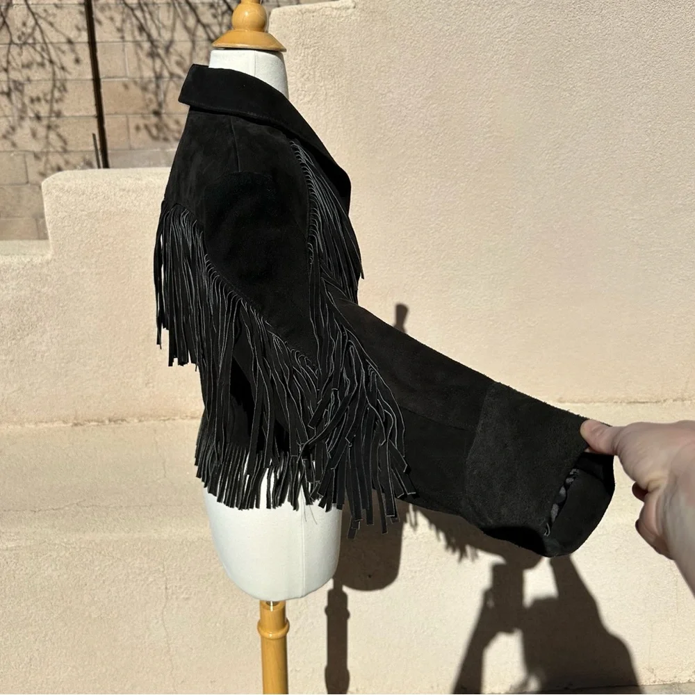 🔥RARE🔥Vintage Kenny Rogers Collection by Schott Suede Leather Fringe Jacket - Picture 10 of 13